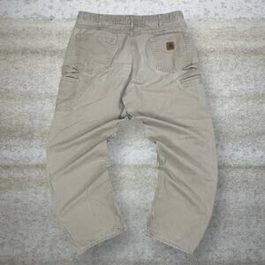 Vintage 90s Carhartt Carpenter Pants 38x34 Baggy Wide Leg Tan Canvas Painters